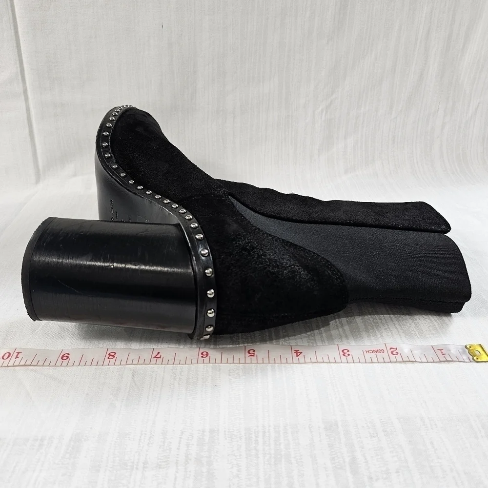 Rag & Bone Romi Black Suede Studded Chelsea Booties Size 39